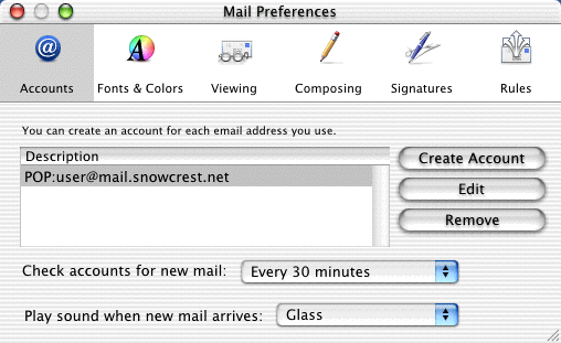 Preferences window